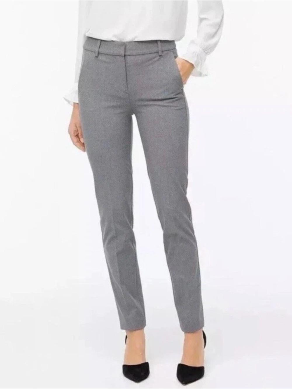 J.crew Women 12 Ruby Full-Length Gray Dress Pants Straight Leg Stretch Twill